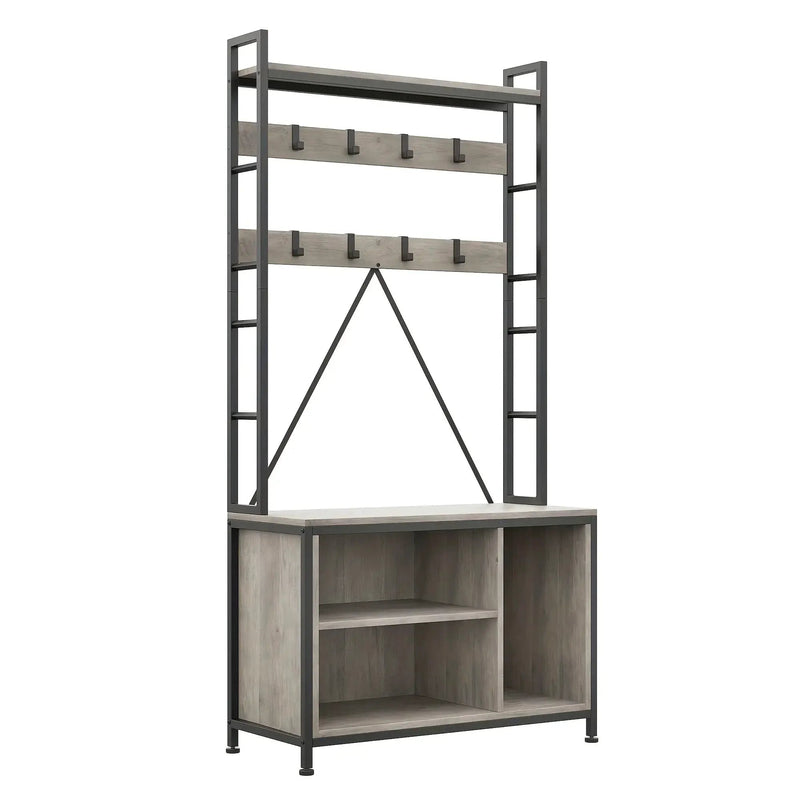 Wood Hall Tree with Storage Bench & 8 Hooks by House Of Avana