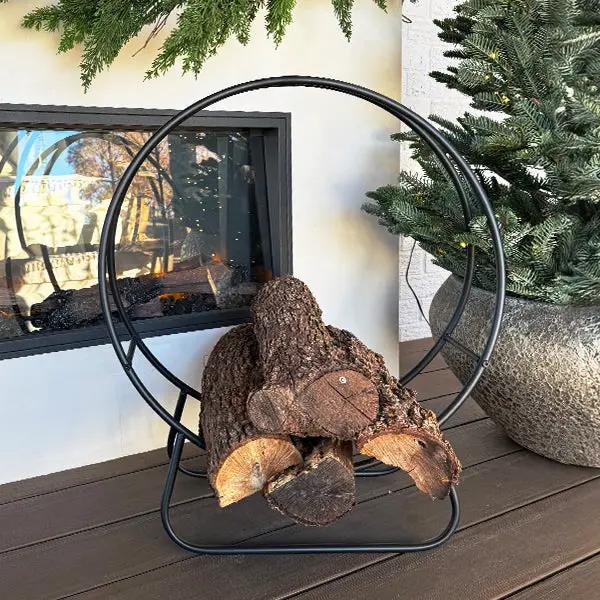 Black Iron Loop Fireplace Log Holder by Decor Steals