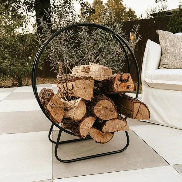 Black Iron Loop Fireplace Log Holder by Decor Steals