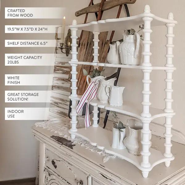 24 Inch White Spindle Wood Shelf by Decor Steals