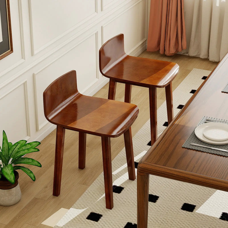Wood Dining Chair Set of 2 Farmhouse Kitchen Dining Room Chairs Mid-Century Modern Armless Side Chairs-Brown by DirectDeals