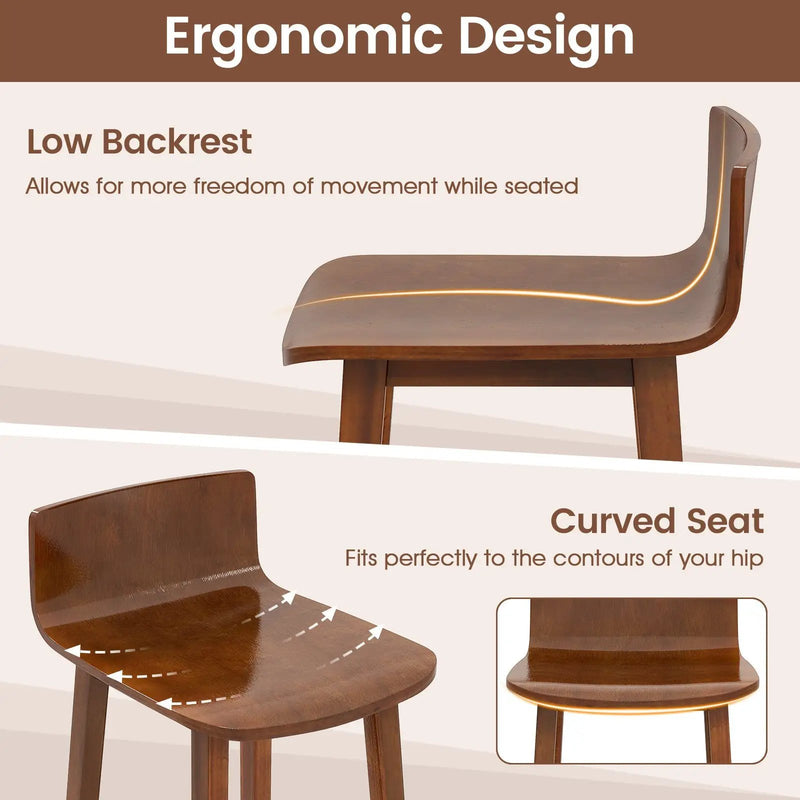 Wood Dining Chair Set of 2 Farmhouse Kitchen Dining Room Chairs Mid-Century Modern Armless Side Chairs-Brown by DirectDeals