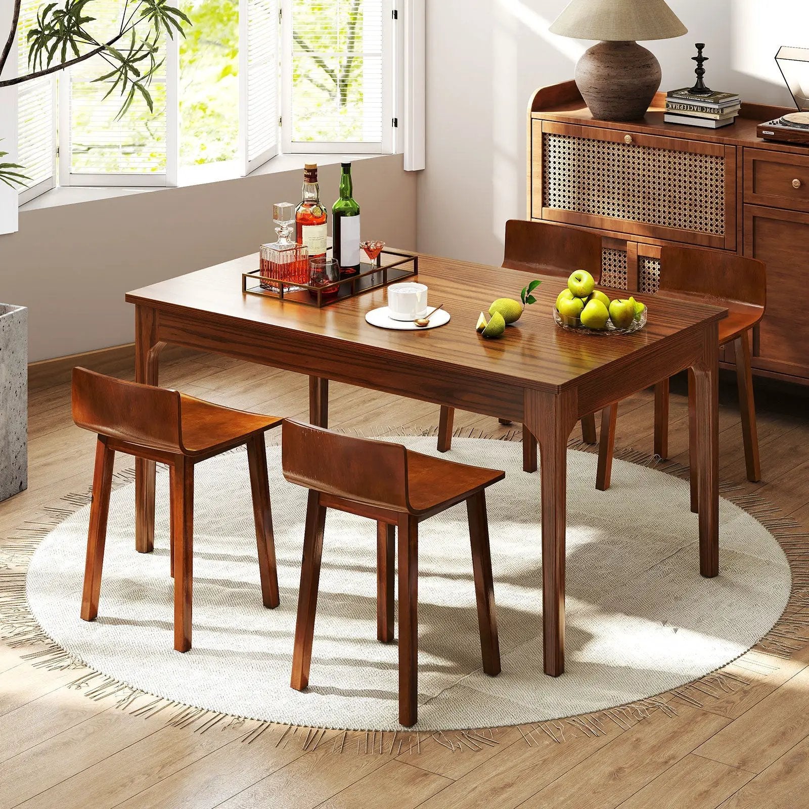 Wood Dining Chair Set of 2 Farmhouse Kitchen Dining Room Chairs Mid-Century Modern Armless Side Chairs-Brown by DirectDeals