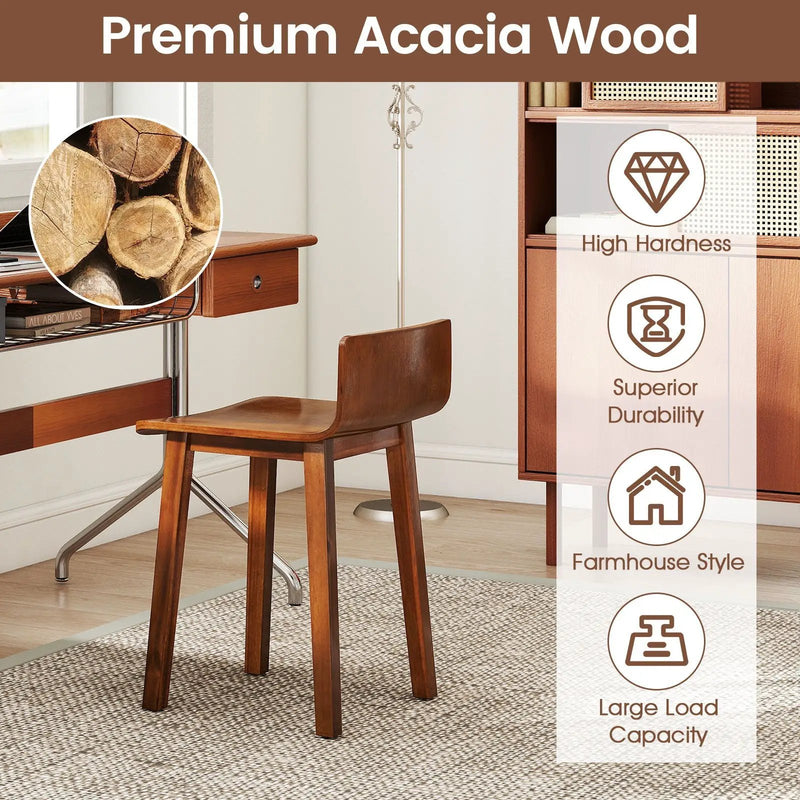Wood Dining Chair Set of 2 Farmhouse Kitchen Dining Room Chairs Mid-Century Modern Armless Side Chairs-Brown by DirectDeals