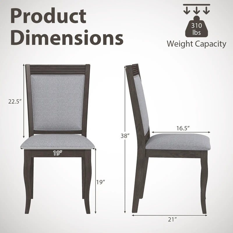 Wood Dining Chairs Set of 2 with Rubber Wood Frame and Padded Seat-Brown by DirectDeals