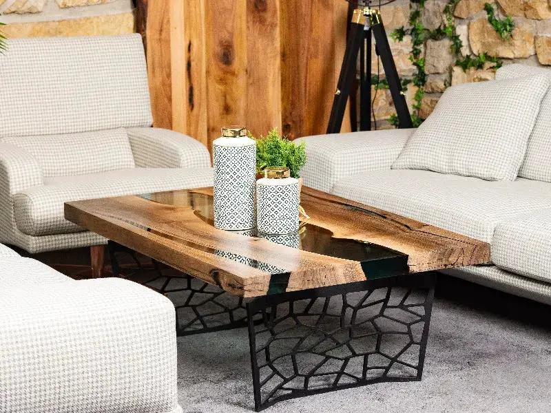 Custom Resin River Walnut Coffee Table | Voronoi Collection by Gizz