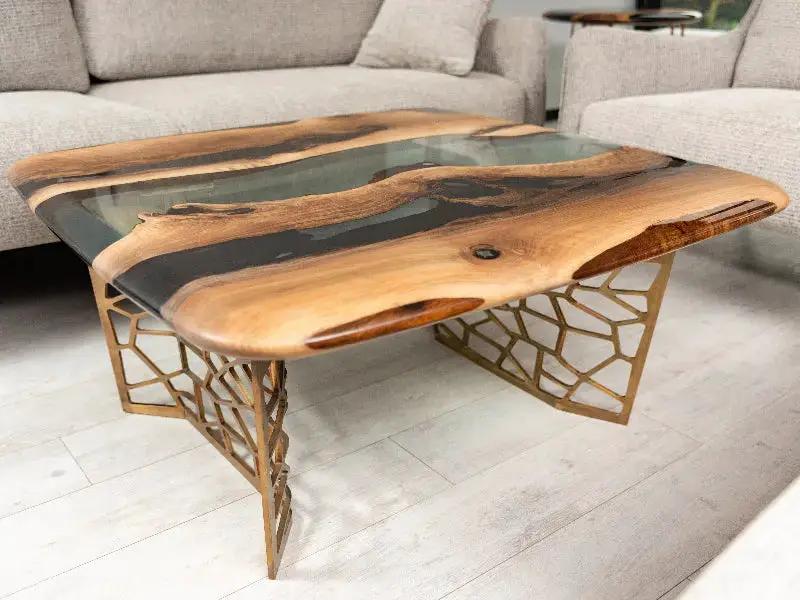 Custom Resin River Walnut Coffee Table | Voronoi Collection by Gizz