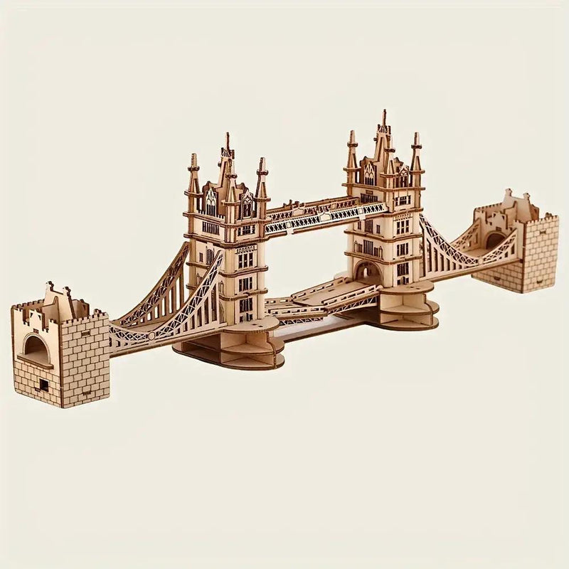 Wooden 3D London Bridge Puzzle Model with Interlocking Pieces by House Of Avana