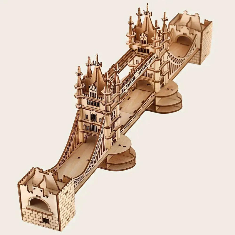 Wooden 3D London Bridge Puzzle Model with Interlocking Pieces by House Of Avana