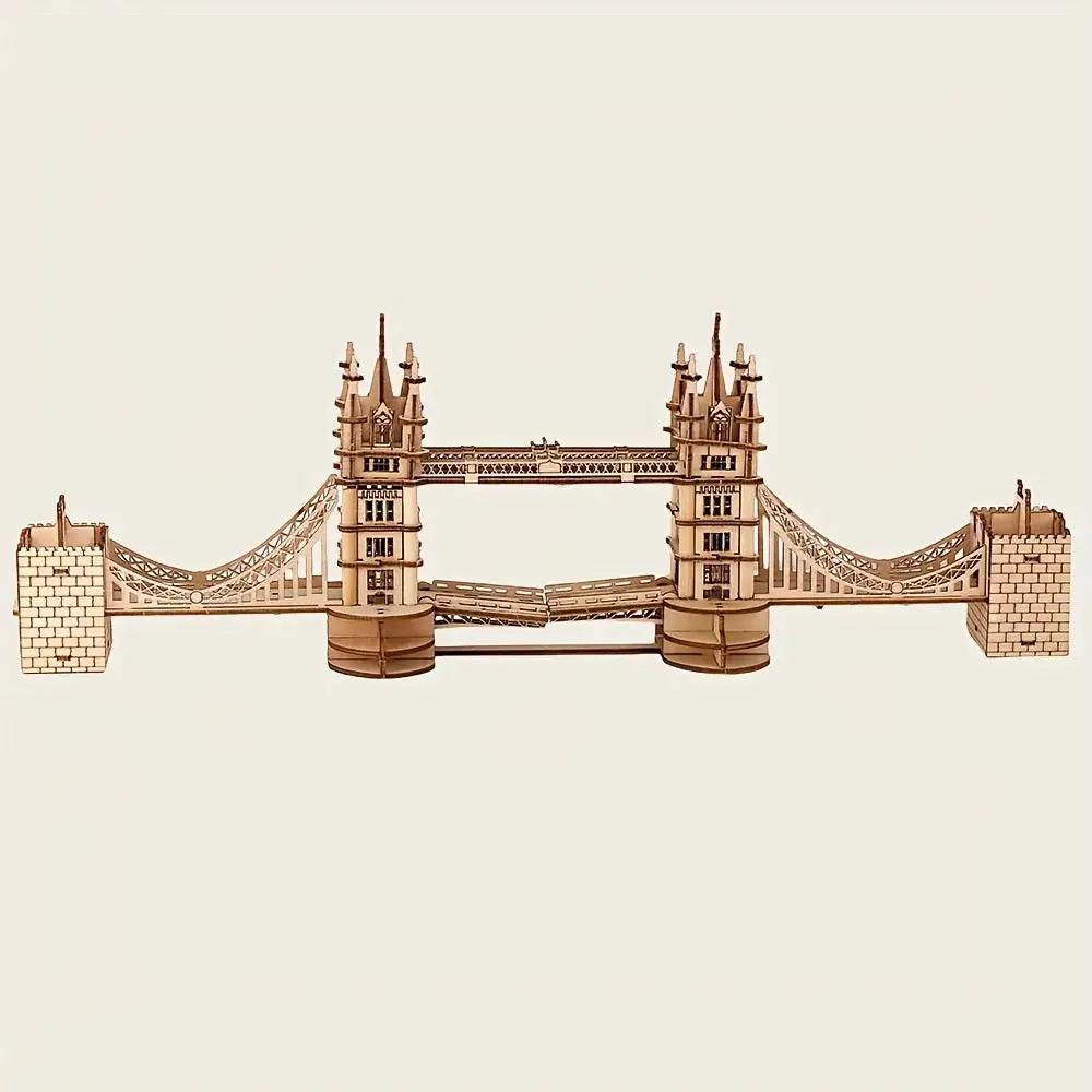 Wooden 3D London Bridge Puzzle Model with Interlocking Pieces by House Of Avana