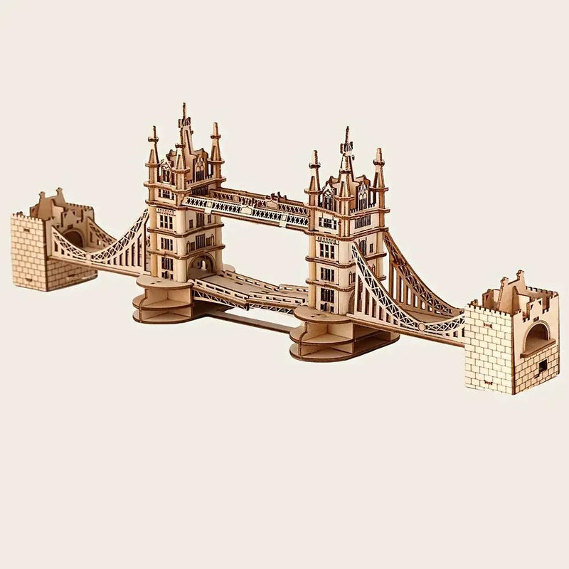 Wooden 3D London Bridge Puzzle Model with Interlocking Pieces by House Of Avana