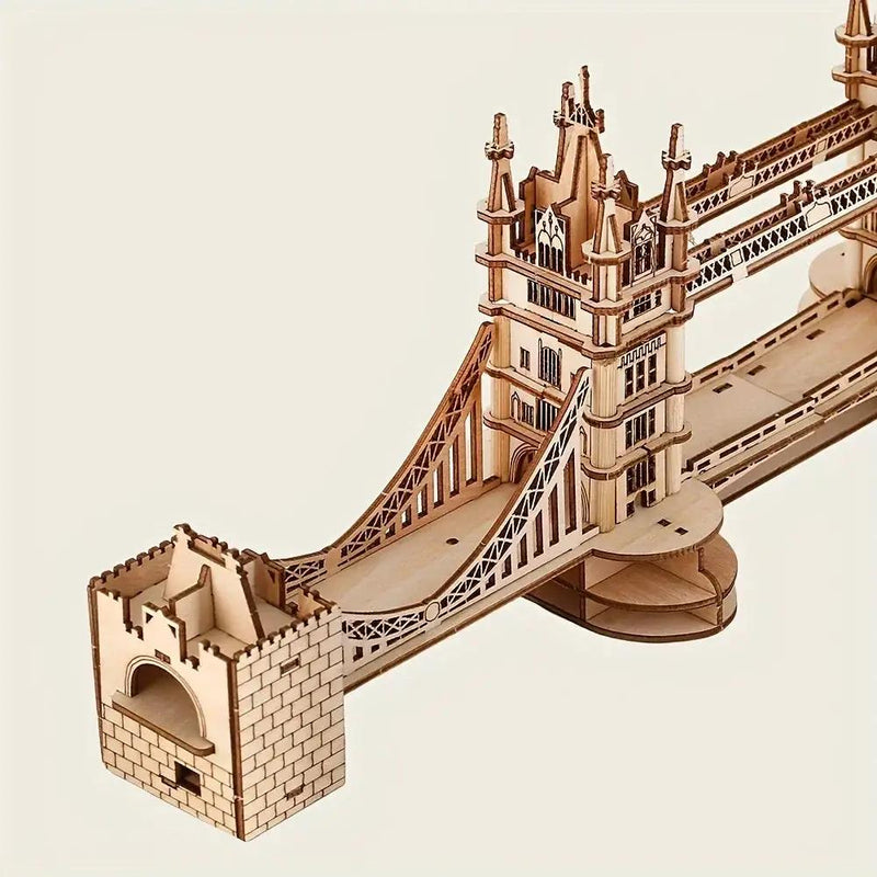 Wooden 3D London Bridge Puzzle Model with Interlocking Pieces by House Of Avana