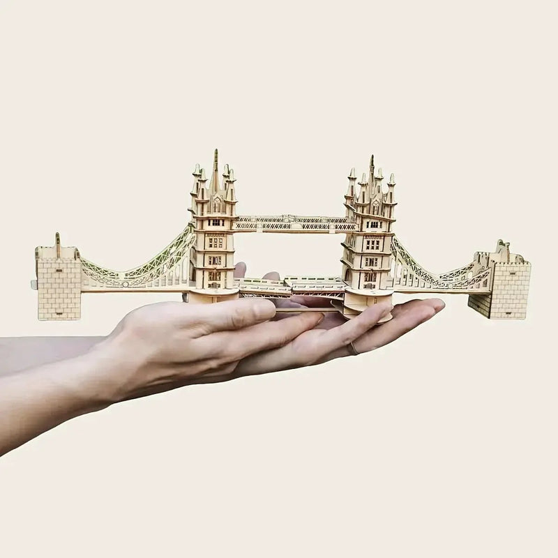 Wooden 3D London Bridge Puzzle Model with Interlocking Pieces by House Of Avana