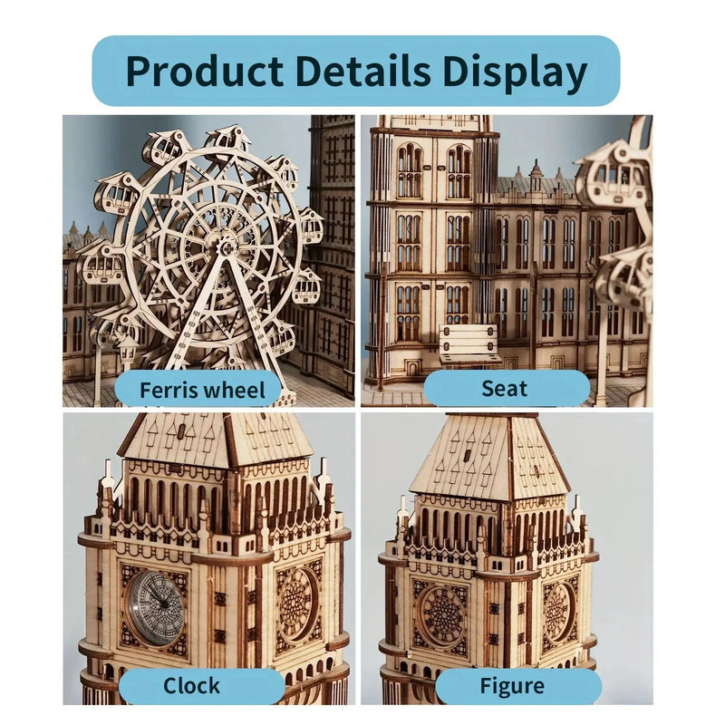 Wooden 3D Puzzle Model Kit of Big Ben with Interlocking Pieces by House Of Avana