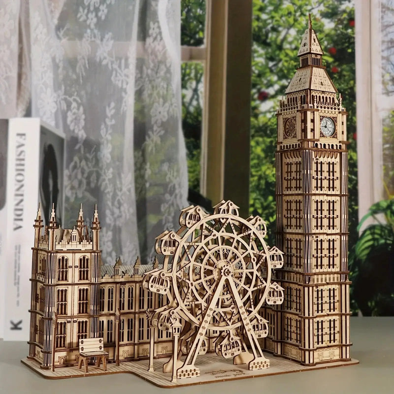 Wooden 3D Puzzle Model Kit of Big Ben with Interlocking Pieces by House Of Avana