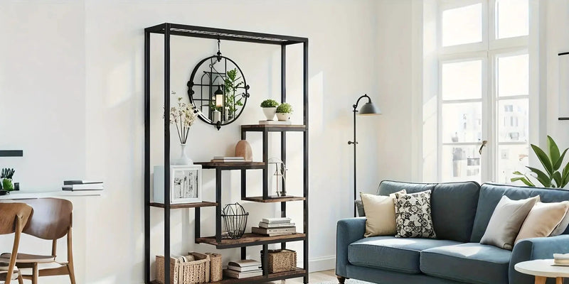 Wooden 5-Tier Bookshelf with Hanging Hooks, 70.9 Inch Tall Natural Wood Plant Stand by House Of Avana