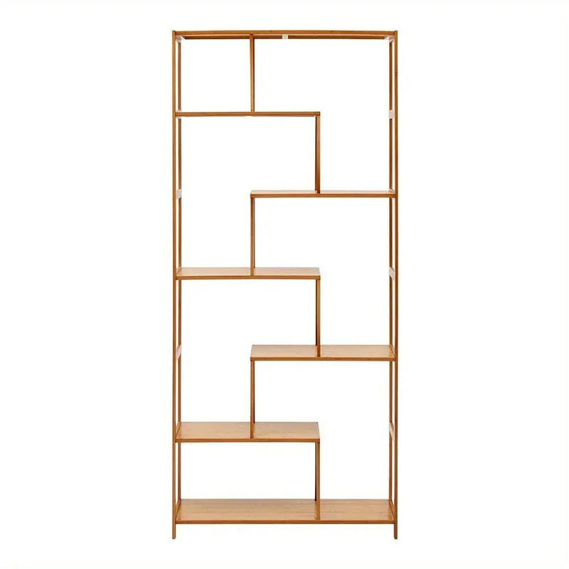 Wooden 7-Tier S-Shaped Bookcase with Storage by House Of Avana