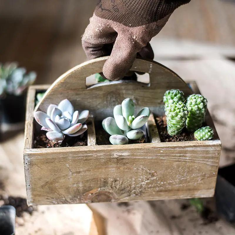 Wooden box basket with Carry Handle by RusticReach