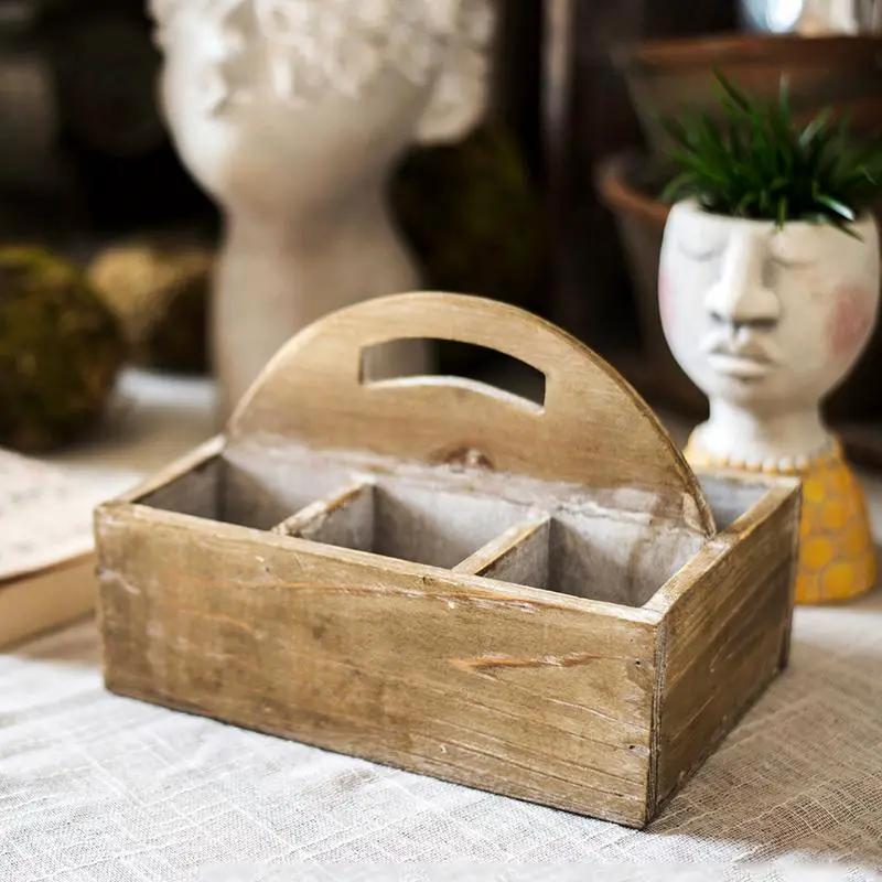 Wooden box basket with Carry Handle by RusticReach