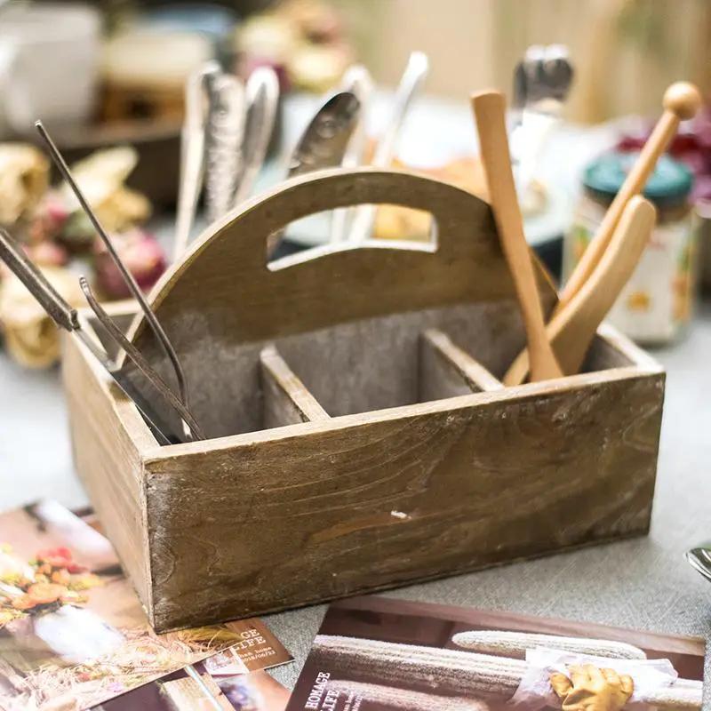Wooden box basket with Carry Handle by RusticReach