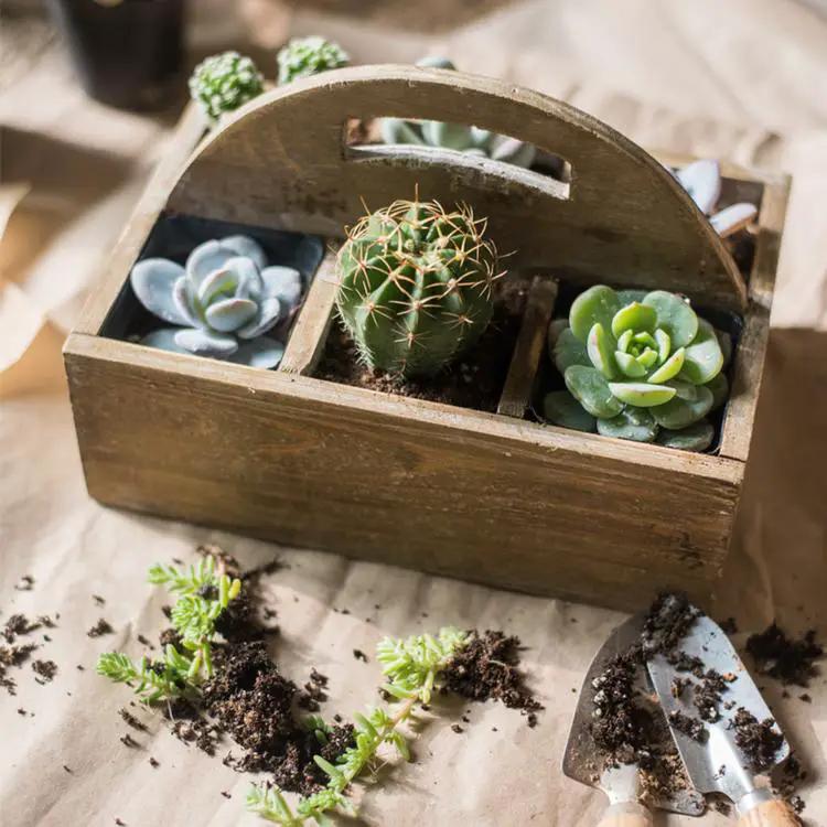 Wooden box basket with Carry Handle by RusticReach