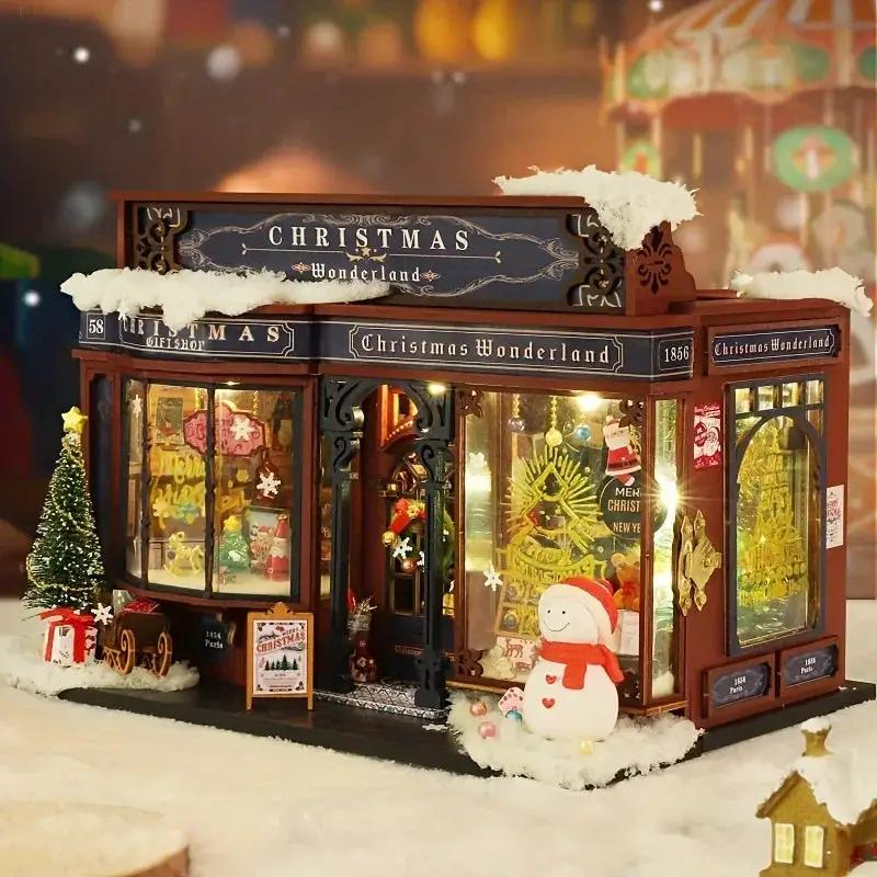 Wooden Christmas House Mini Model Kit Handcrafted by House Of Avana