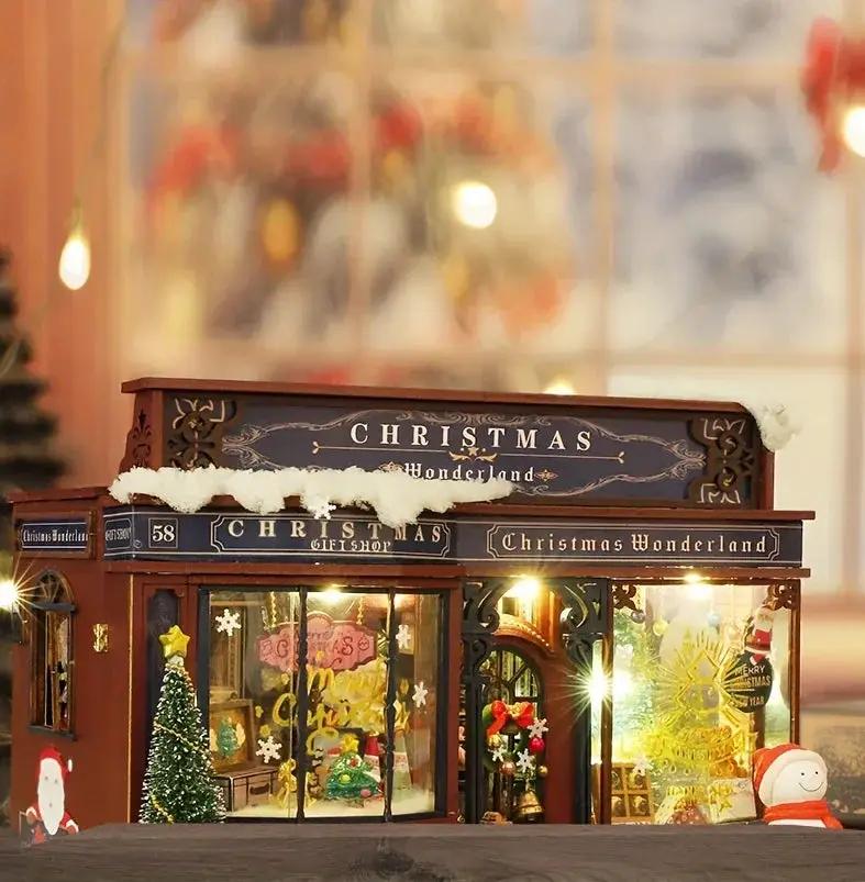 Wooden Christmas House Mini Model Kit Handcrafted by House Of Avana