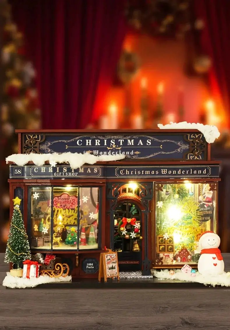 Wooden Christmas House Mini Model Kit Handcrafted by House Of Avana