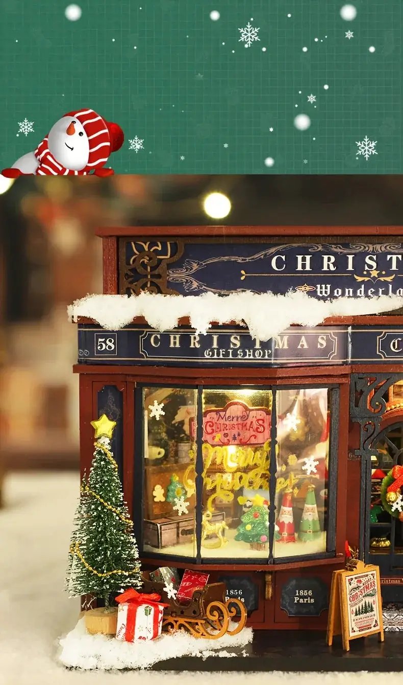 Wooden Christmas House Mini Model Kit Handcrafted by House Of Avana