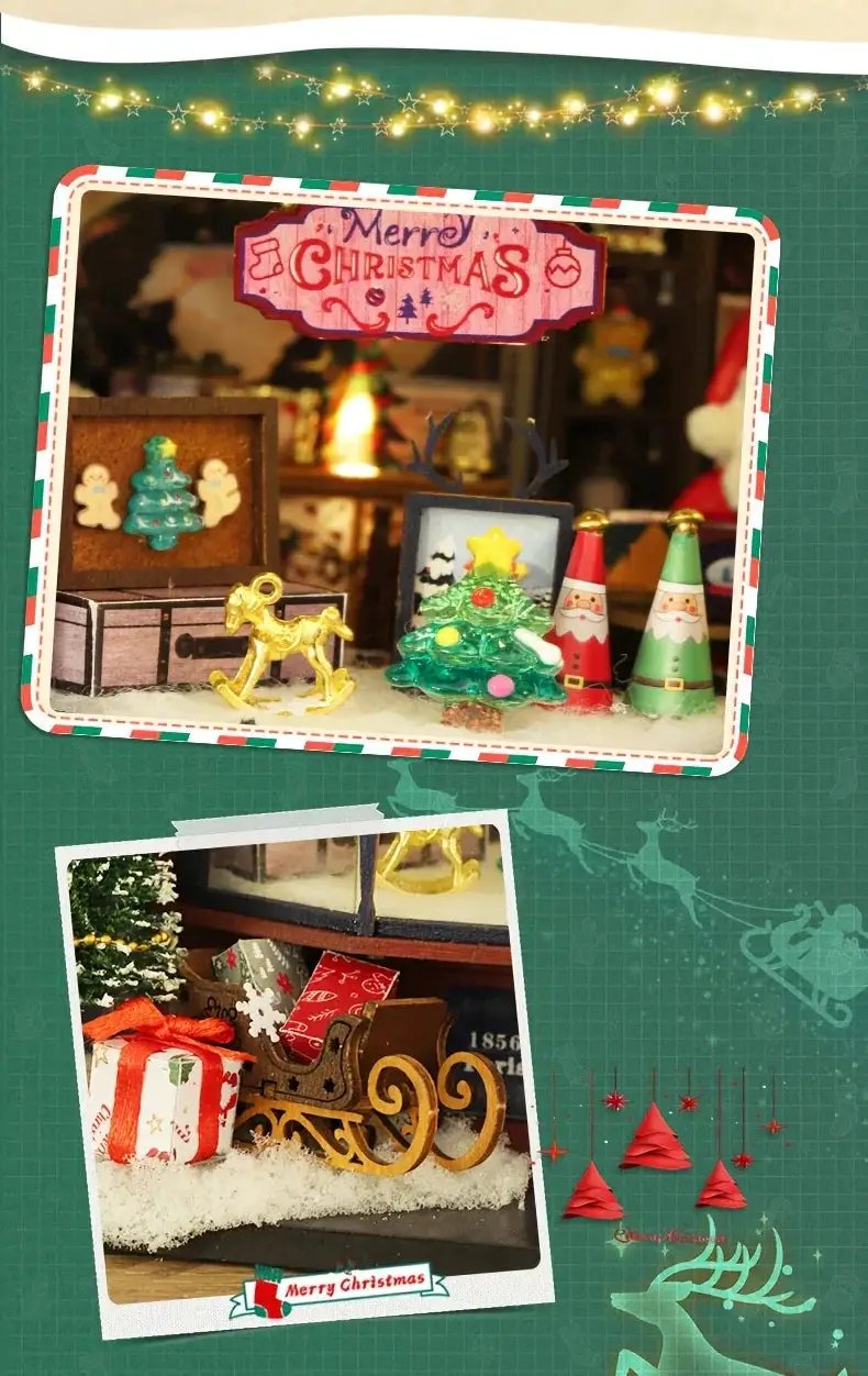 Wooden Christmas House Mini Model Kit Handcrafted by House Of Avana