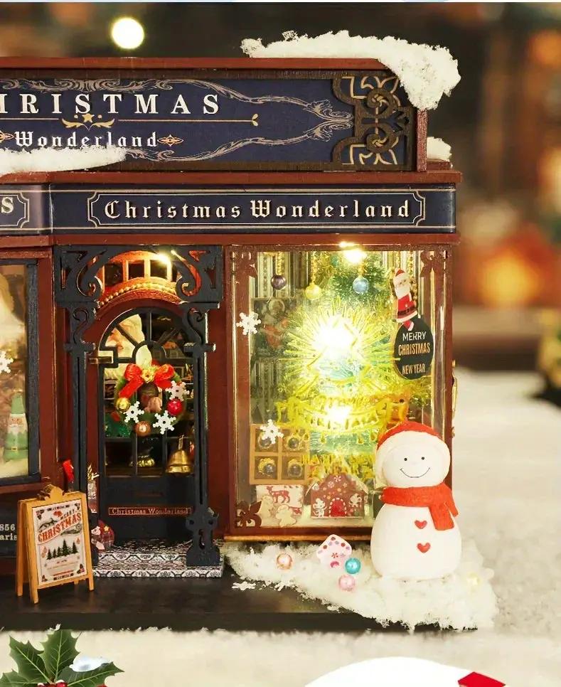 Wooden Christmas House Mini Model Kit Handcrafted by House Of Avana