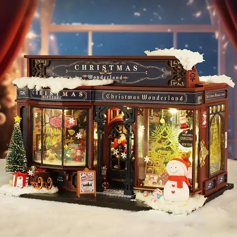 Wooden Christmas House Mini Model Kit Handcrafted by House Of Avana