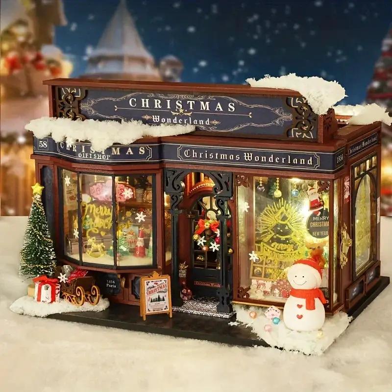 Wooden Christmas House Mini Model Kit Handcrafted by House Of Avana