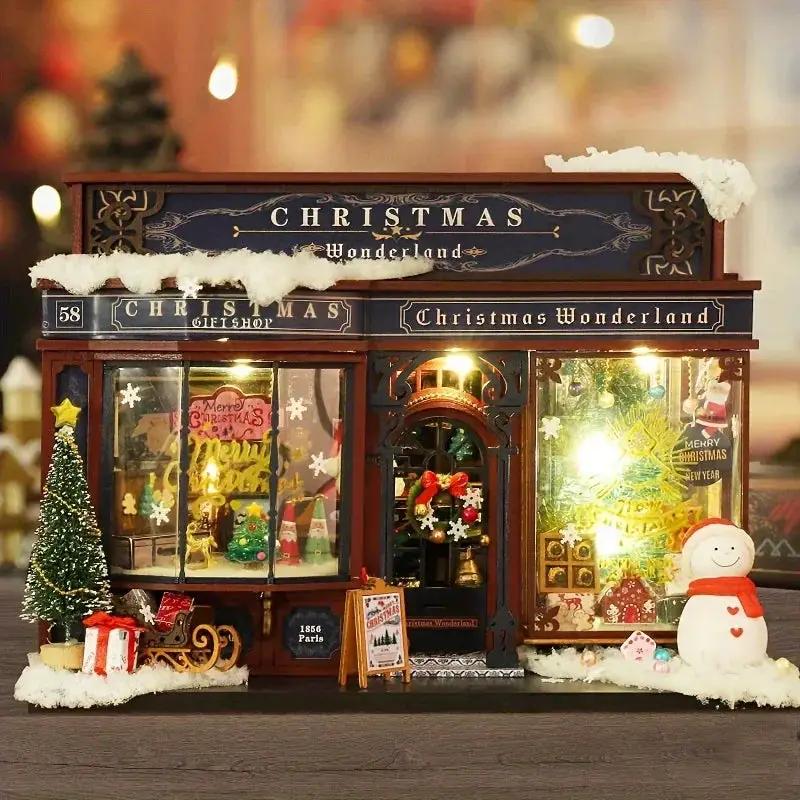 Wooden Christmas House Mini Model Kit Handcrafted by House Of Avana