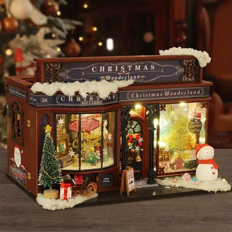 Wooden Christmas House Mini Model Kit Handcrafted by House Of Avana