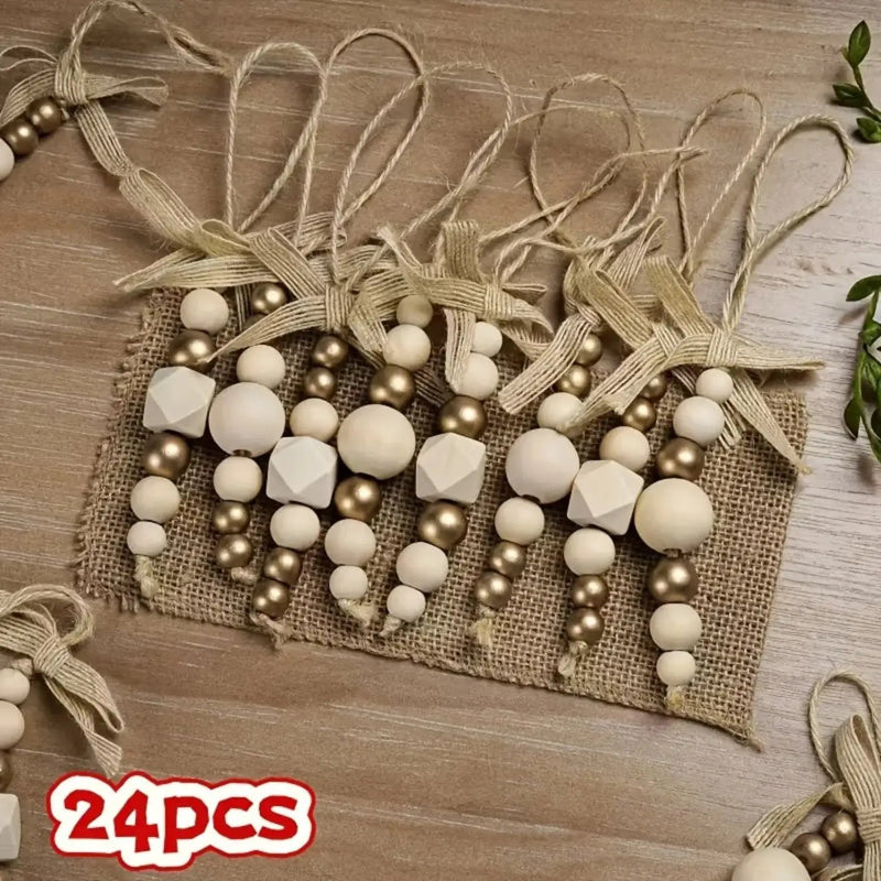 Wooden Christmas Tree Hanging Decor with Beads by House Of Avana