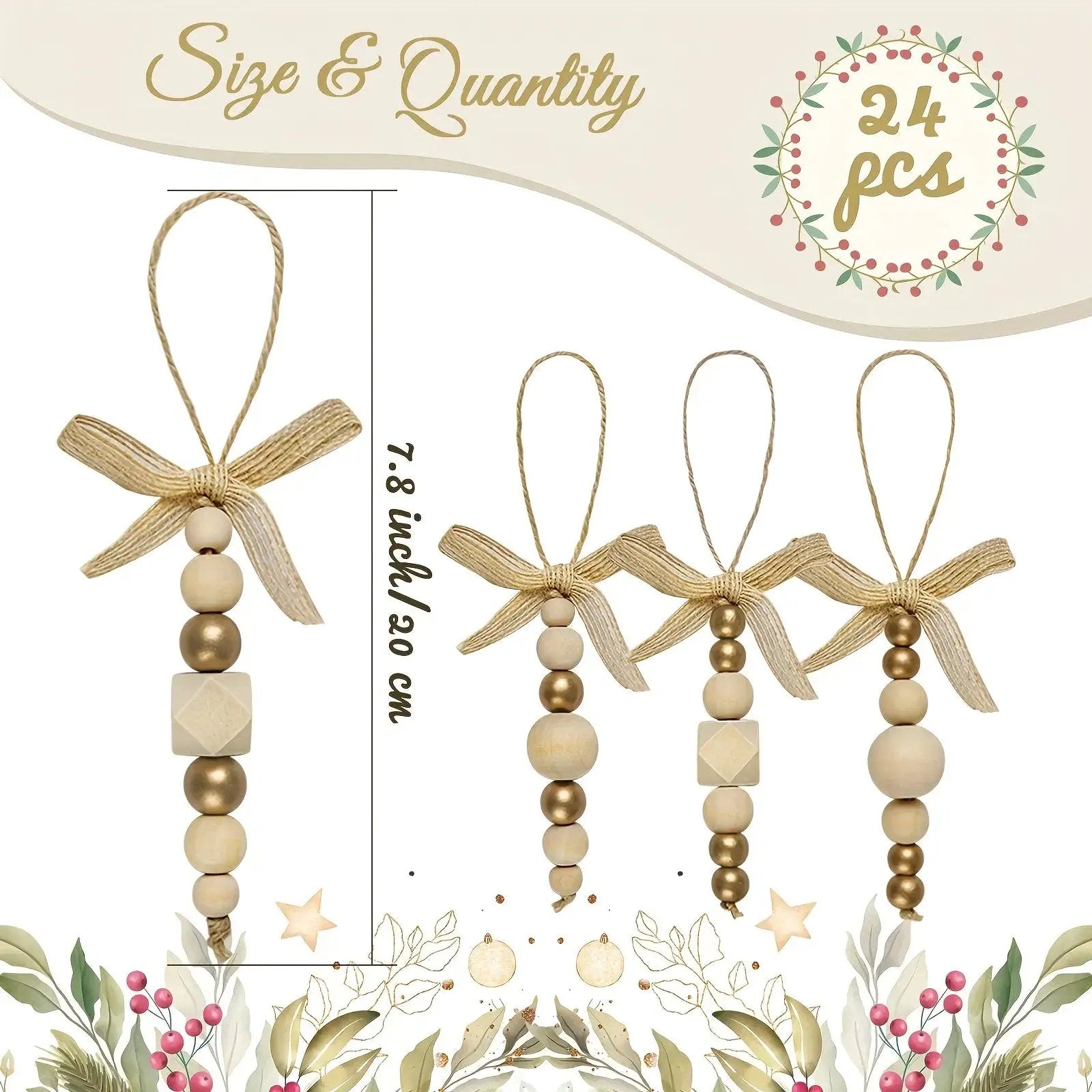 Wooden Christmas Tree Hanging Decor with Beads by House Of Avana