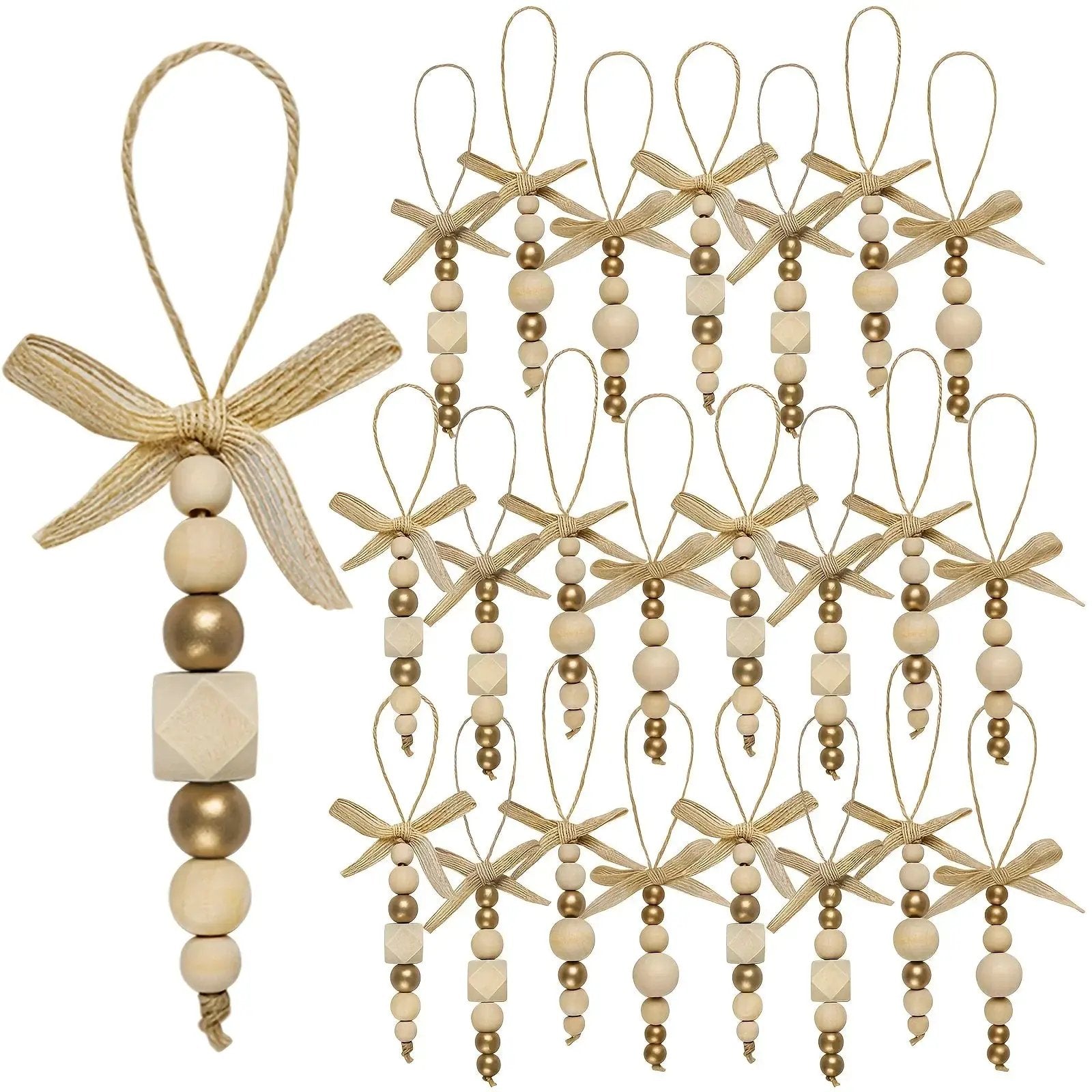 Wooden Christmas Tree Hanging Decor with Beads by House Of Avana