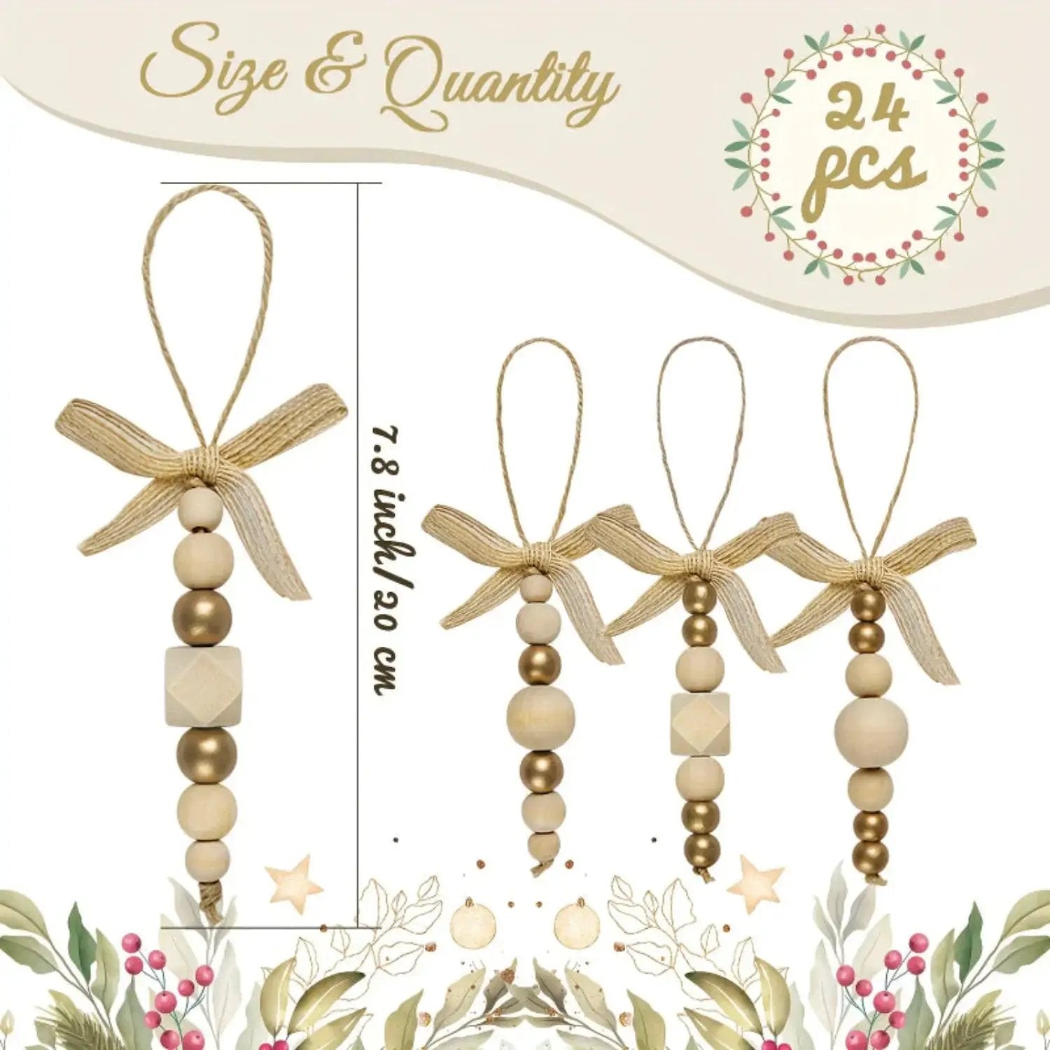 Wooden Christmas Tree Hanging Decor with Beads by House Of Avana