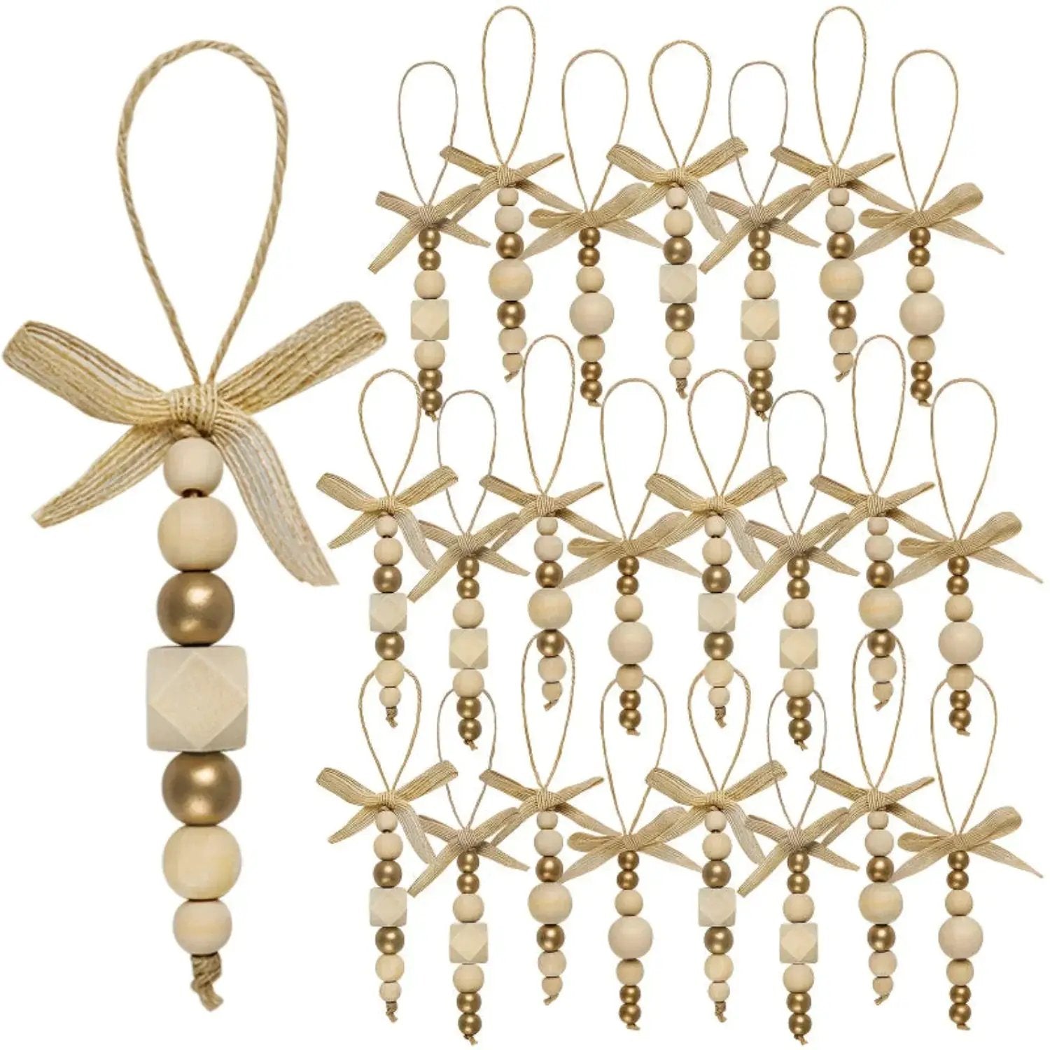 Wooden Christmas Tree Hanging Decor with Beads by House Of Avana