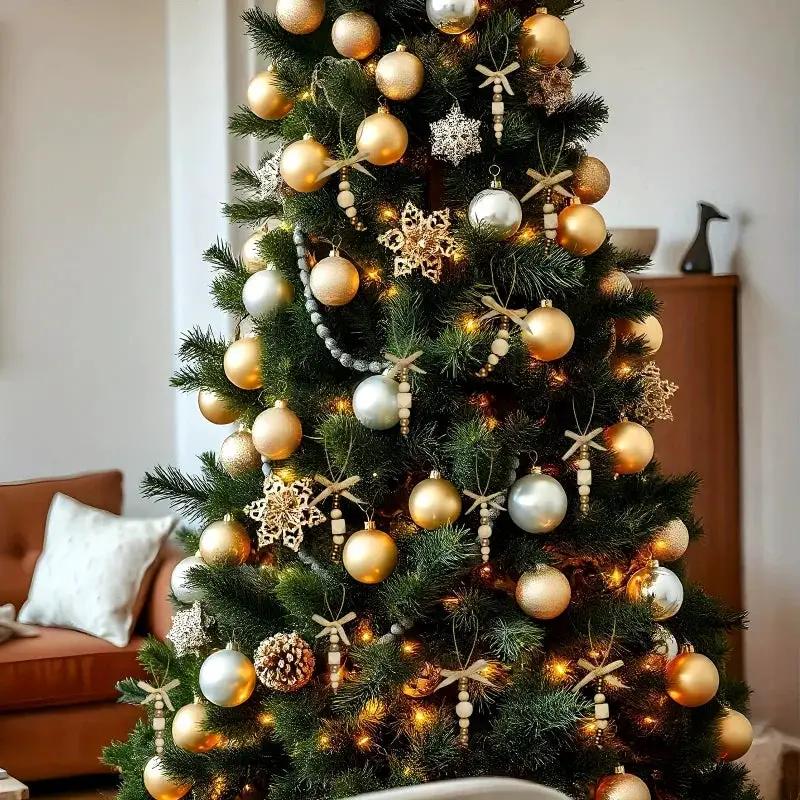 Wooden Christmas Tree Hanging Decor with Beads by House Of Avana