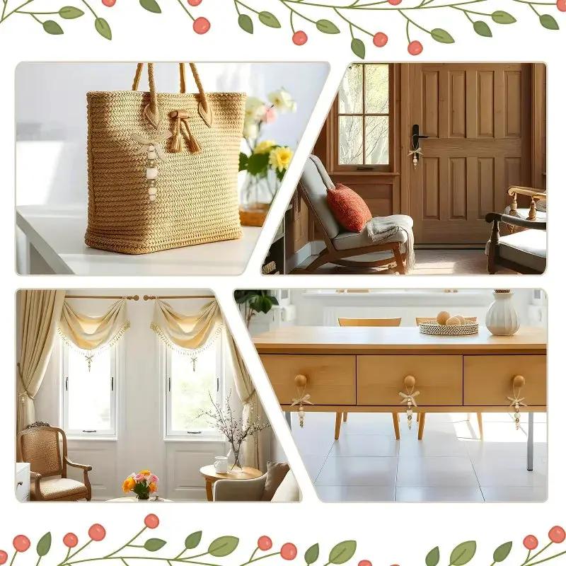 Wooden Christmas Tree Hanging Decor with Beads by House Of Avana