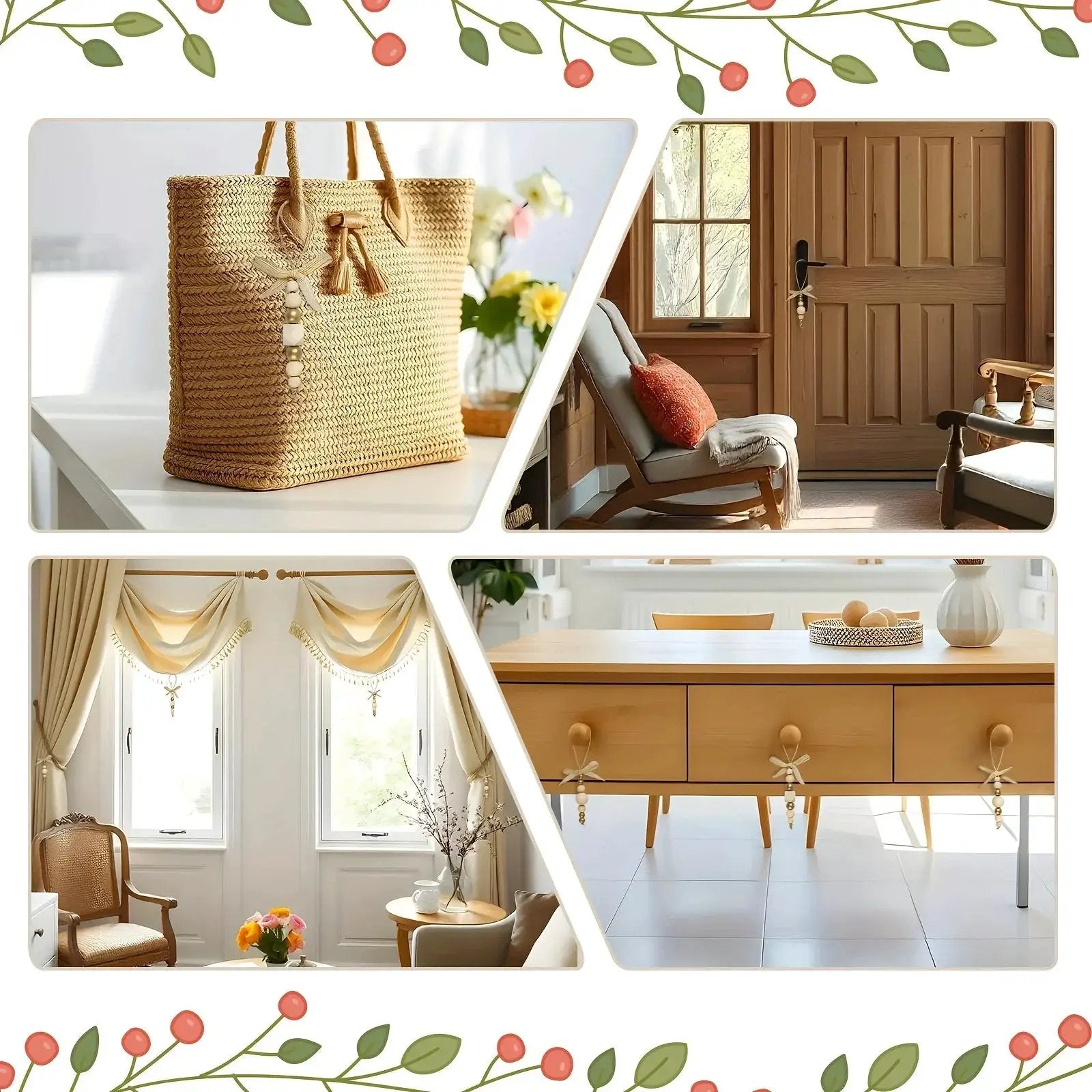 Wooden Christmas Tree Hanging Decor with Beads by House Of Avana