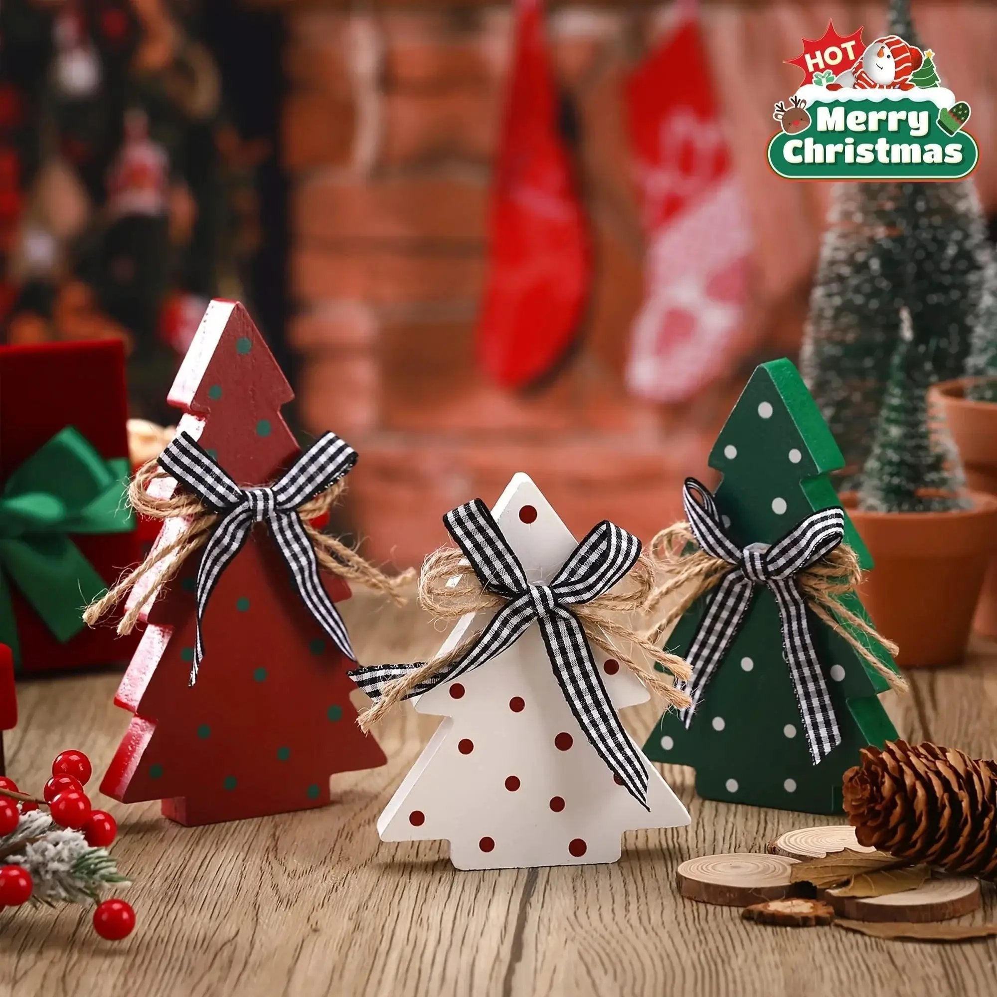 Wooden Christmas Tree Rustic Design with Natural Wood Finish by House Of Avana