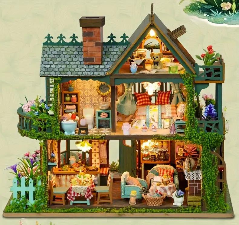 Wooden Dollhouse Kit with Forest Theme and Handmade Details by House Of Avana