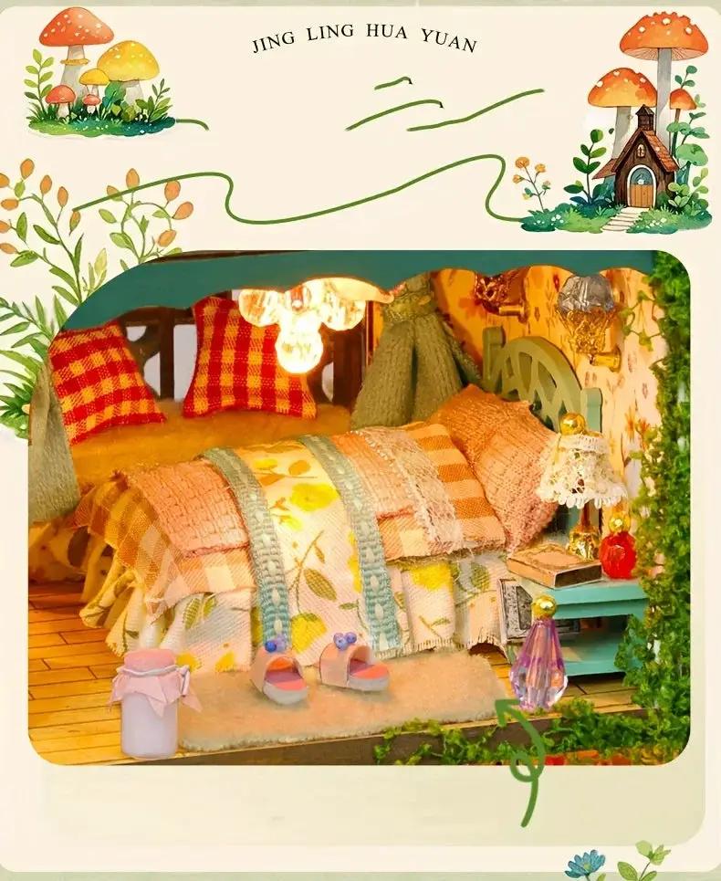 Wooden Dollhouse Kit with Forest Theme and Handmade Details by House Of Avana