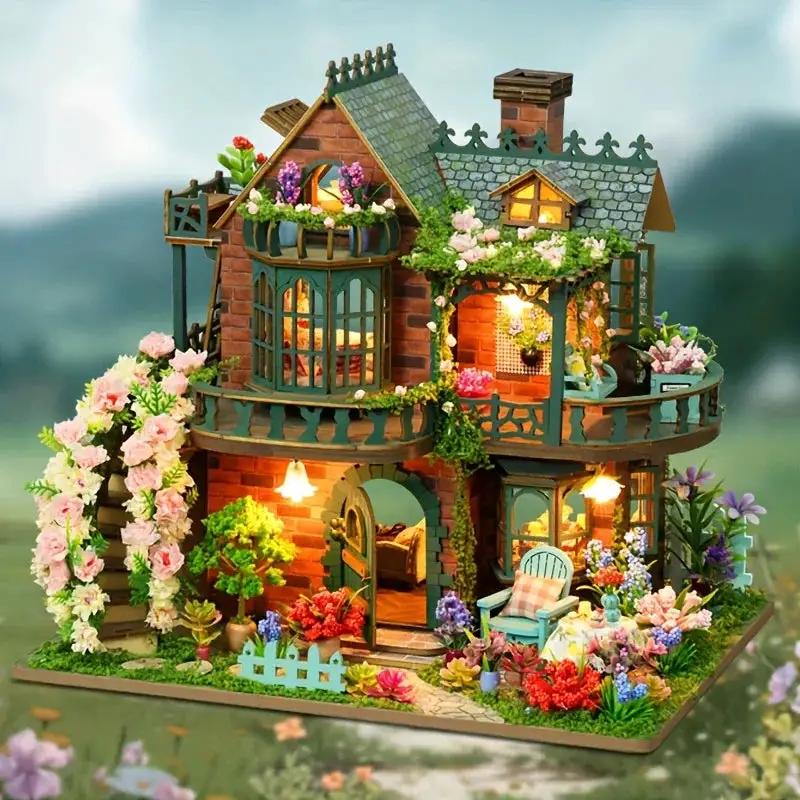Wooden Dollhouse Kit with Forest Theme and Handmade Details by House Of Avana