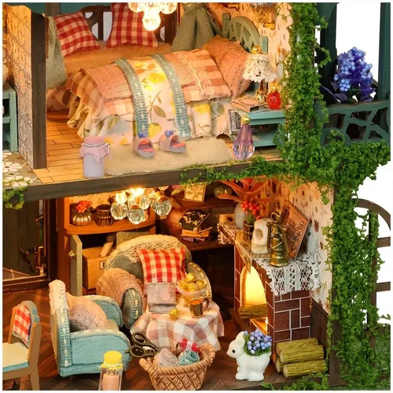 Wooden Dollhouse Kit with Forest Theme and Handmade Details by House Of Avana
