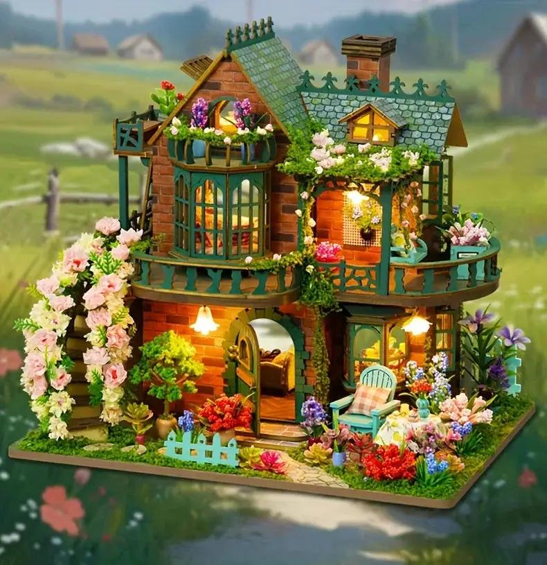 Wooden Dollhouse Kit with Forest Theme and Handmade Details by House Of Avana
