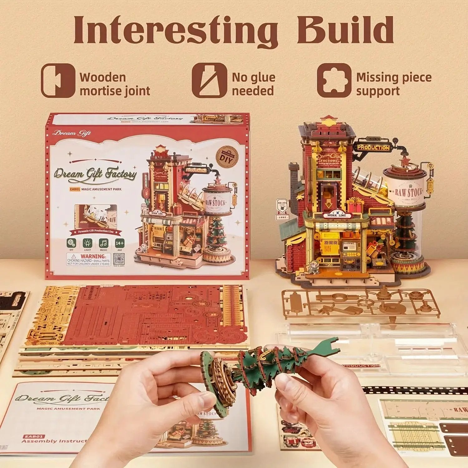 Wooden Music Box Dollhouse with Holiday Melody by House Of Avana